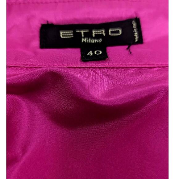 ETRO Pink Fuchsia Silk Button Women's Toop sz 40 Milano - Picture 8 of 9
